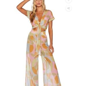 Beach Riot Quinn Top and Margaret Pants in Waikiki Wave S Beach Cover-up